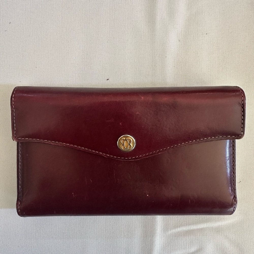 Vintage Women's Bosca Burgundy Leather Trifold Wallet
